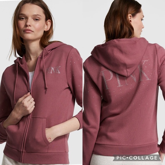 PINK FLEECE ZIP-UP EVERYDAY HOODIE - Picture 1 of 1